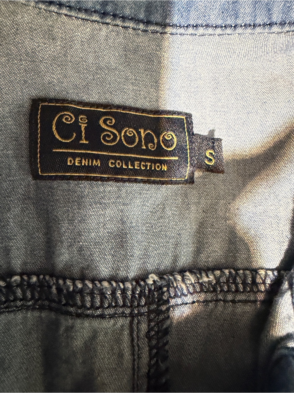 CI SONO Denim Shirt Dress in Light Blue Wash Sz S - Picture 6 of 7